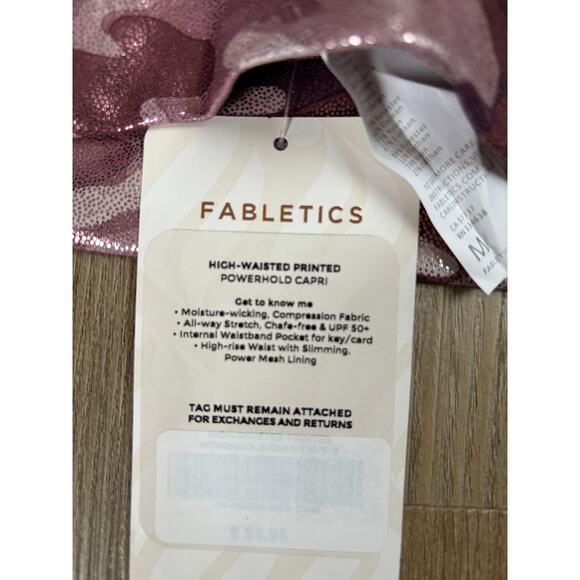 Fabletics Powerhold High Waisted 7/8 Leggings Shiny Purple Camo Size M - Picture 7 of 8